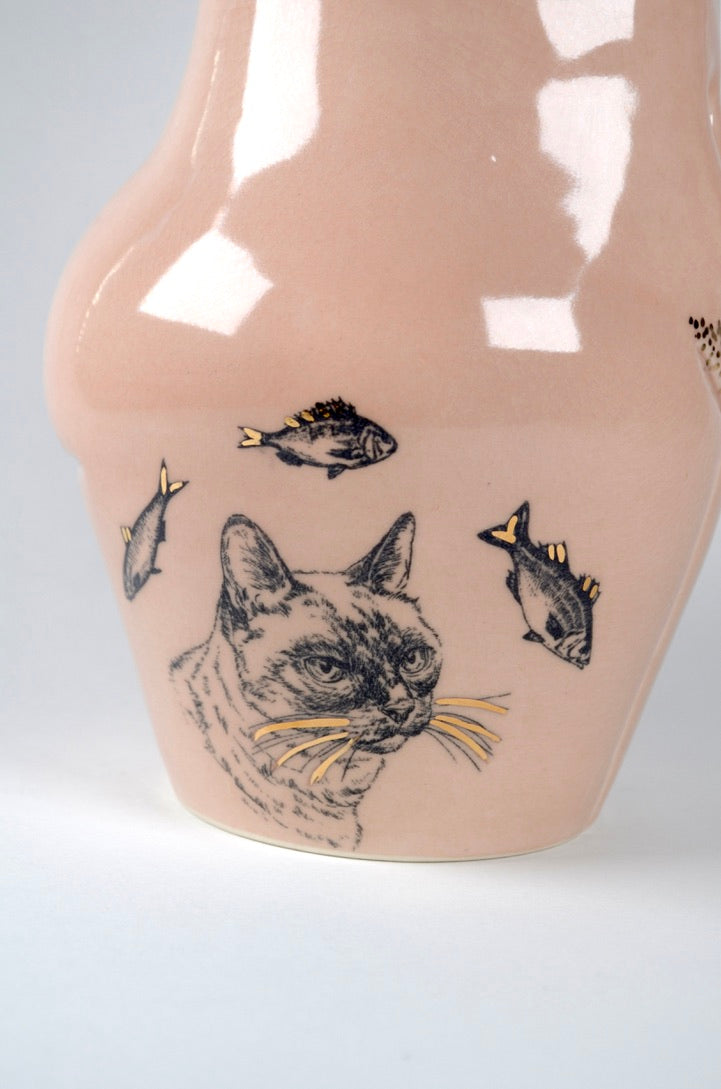 Cat & Fish Lady Vase - Large